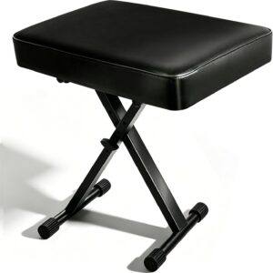 Keyboard Bench X-Style Height Adjustable 16-20in Padded Cushion Piano Stool Bench Keyboard Chair for Keyboards Piano. (Thin Version)