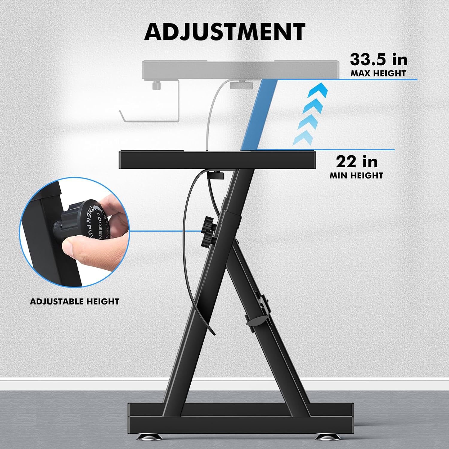 GLEAM Keyboard Stand and Bench Set, Double X Style Digital Piano Stand Height from 19" to 38", Heavy Density Foam Padded Stool from 14" to 18" Black - Image 5
