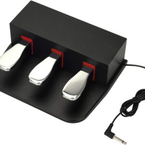 Universal Triple Sustain Pedal Unit for Digital Piano & MIDI Keyboards, 3-in-1 Full Sustain Function Pedal Board with 1/4" (6.35mm) Plug & Polarity Switch