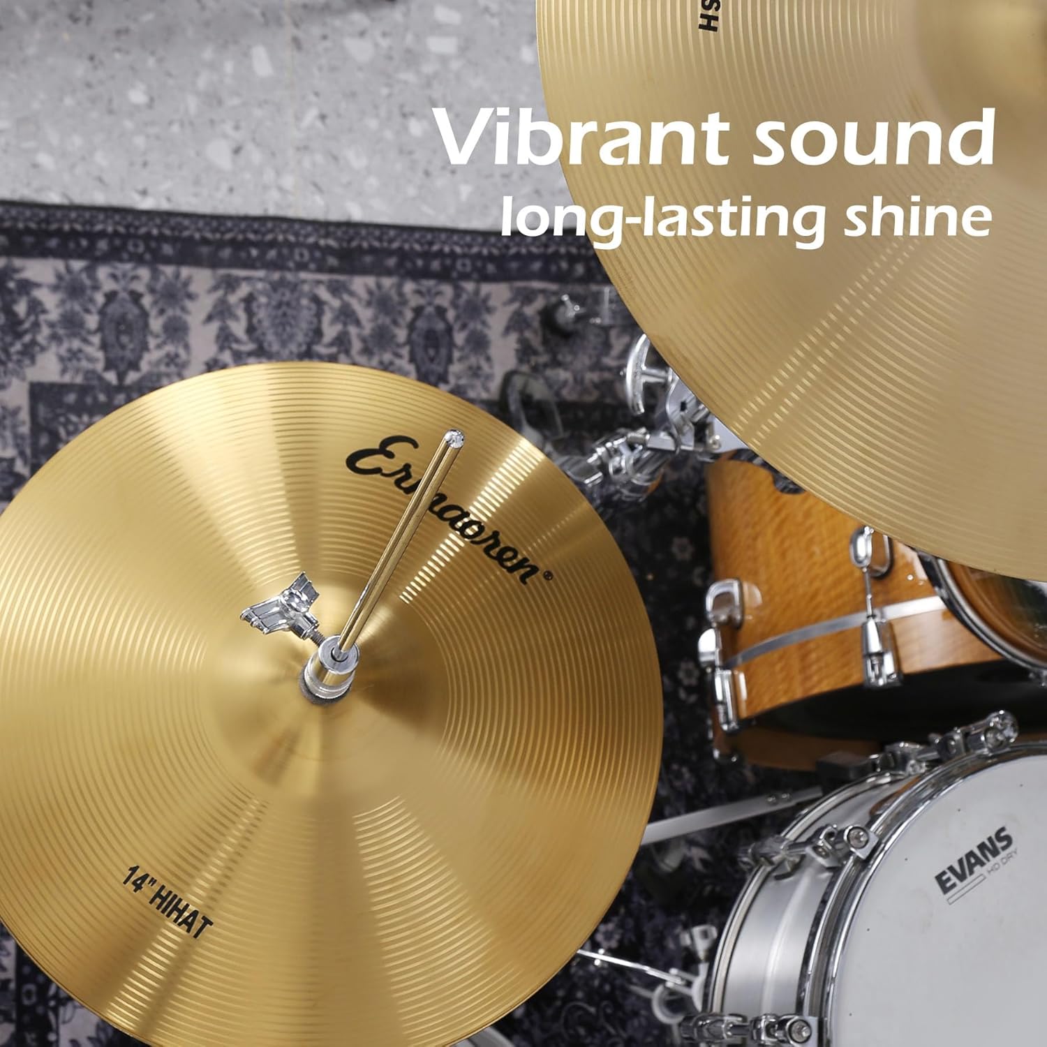 Cymbal Pack, 5 Pieces Drum Cymbals Set,14" Hi Hat Cymbals, 16" Crash and 18" Crash Cymbals, 20" Ride Cymbals for Drums Set - Image 3
