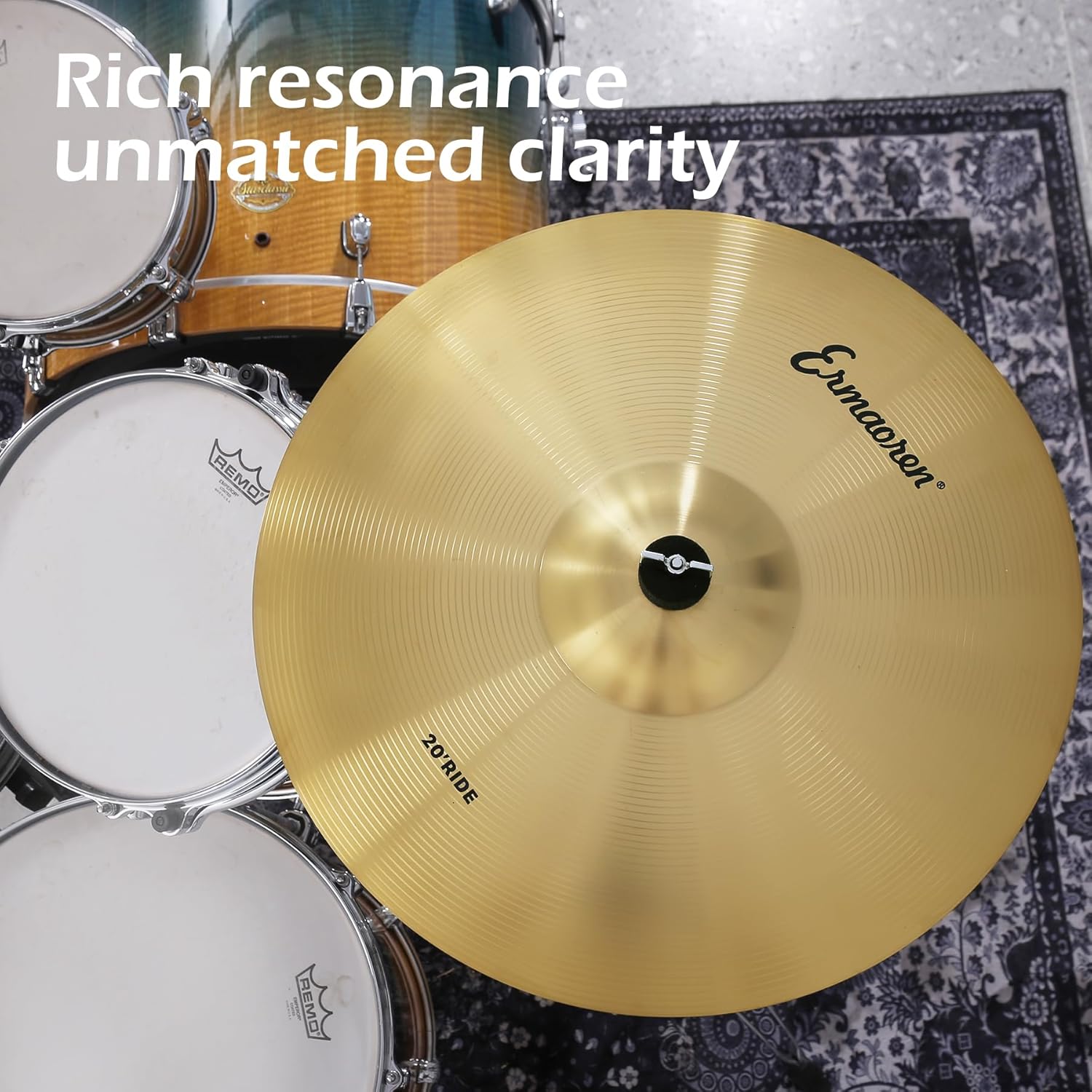 Cymbal Pack, 5 Pieces Drum Cymbals Set,14" Hi Hat Cymbals, 16" Crash and 18" Crash Cymbals, 20" Ride Cymbals for Drums Set - Image 4